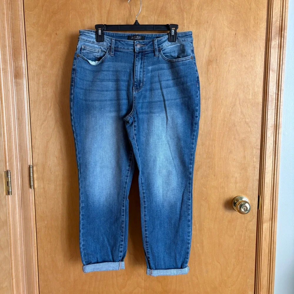 Judy Blue Boyfriend Fit Jeans Women 13/31 Blue‎ Medium Wash High Rise JB88270